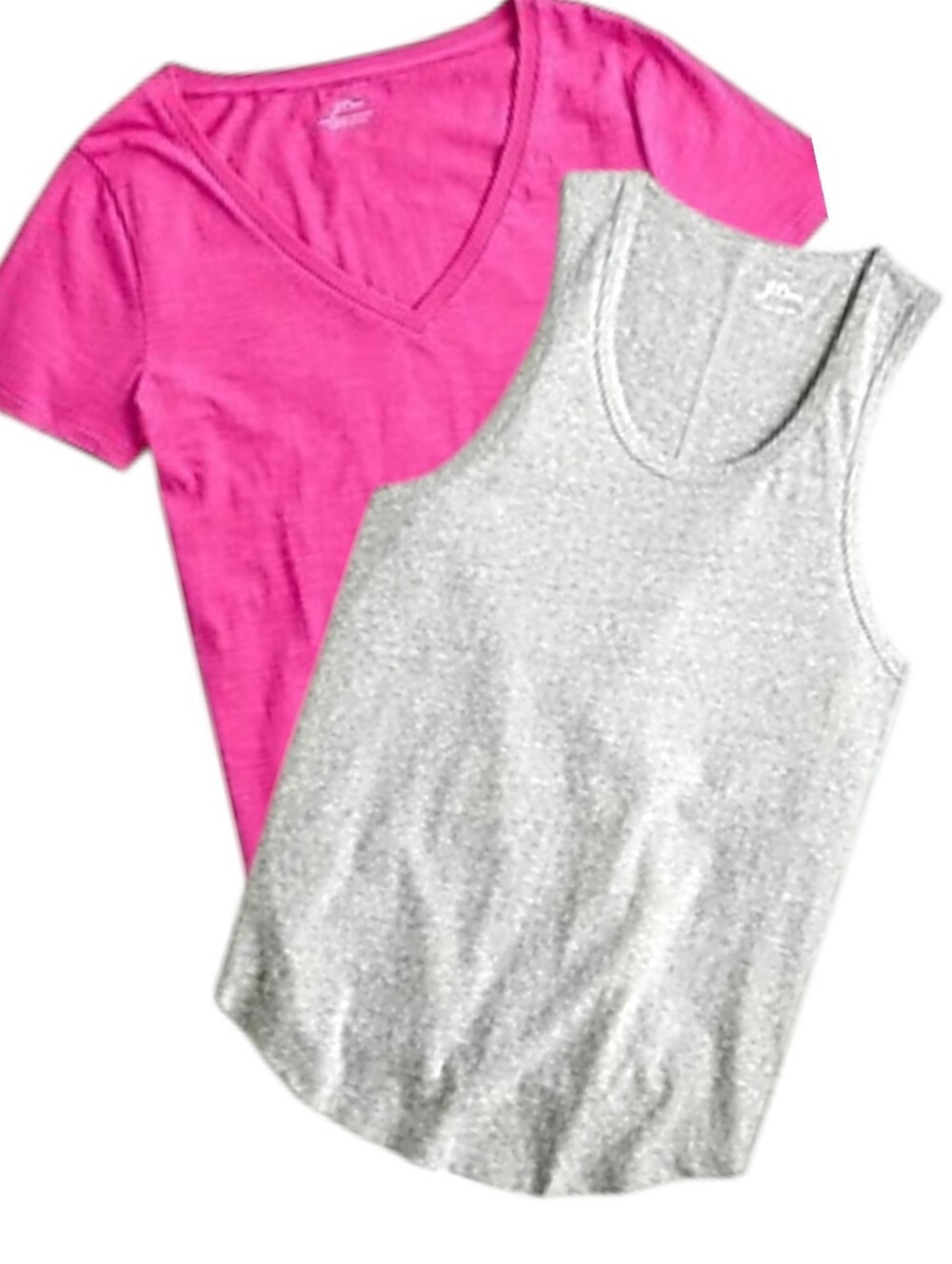 Set Of 2 J. Crew Cotton T-shirts V-neck And Tank (Hot Pink & Gray) | Size Small